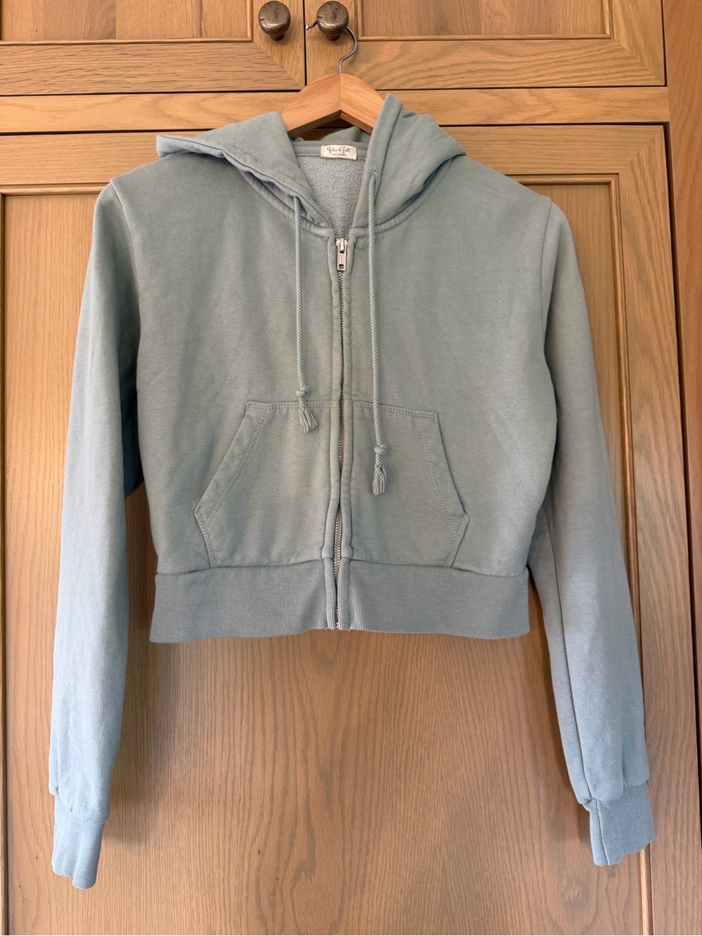 Brandy Melville John Galt Cropped Sage Green Zip Hoodie / OSFM
